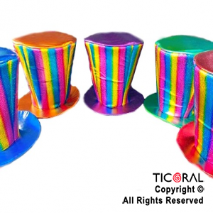 SOMBRERO GALERON HOLOGRAFICO ARCO IRIS COLORES SURTIDOS x 1